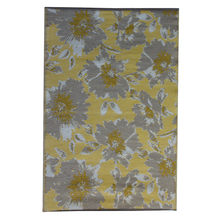 Toolway 184462 - Outdoor Plastic Patio Rug Pema Floral 5 x 7ft Gold/Grey/White