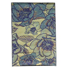 Toolway 184466 - Outdoor Plastic Patio Rug Kassia Floral 6 x 9ft Blue/Ivory/Black/Green