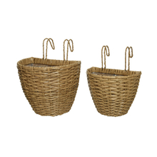 Toolway 184630 - 2Pc Camille Polyrattan Hanging Balcony Planter Set Light Brown