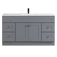 Toolway 188279 - Newport Vanity and Basin 2-Door/4-Drawer 60x18x34" Light Grey