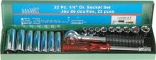 Toolway 701103 - Socket Set 22pc ¼in Dr. SAE