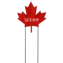Toolway 88602546 - Wooden Maple Leaf Stake 'Let It Snow' 11.8  x 12.4" Red