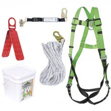 Peakworks V8257065 - Grommeted Roofer’s Kit – Reusable Bracket – ADP Rope Grab – SP Lanyard – 50’ (15.2m)