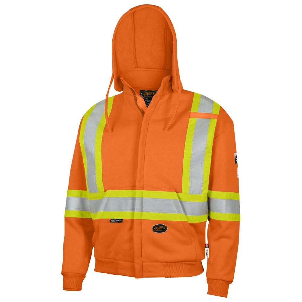 Hi-Vis FR Heavyweight Cotton Safety Hoodie - Zipper Closure - Hi-Vis Orange - 5XL<span class=' ItemWarning' style='display:block;'>Item is usually in stock, but we&#39;ll be in touch if there&#39;s a problem<br /></span>
