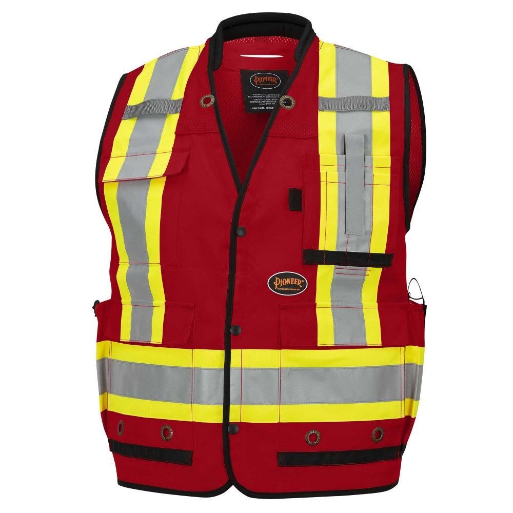 Hi-Vis Surveyor Vest - Anti-Microbial - Mesh Back - Red - 4XL<span class=' ItemWarning' style='display:block;'>Item is usually in stock, but we&#39;ll be in touch if there&#39;s a problem<br /></span>