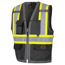 Pioneer V1010270-M - Hi-Vis 300D Oxford Poly Mesh Surveyor's Safety Vest - Mesh Back- Zipper Closure - Black - M