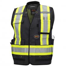 Pioneer V1012070-2XL - Hi-Vis Surveyor Vest - Anti-Microbial - Mesh Back - Black - 2XL