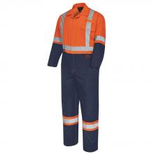 Pioneer V2022510-42 - 2-Tone Poly/Cotton Safety Coveralls - Zipper Closure - Orange/Navy - 42