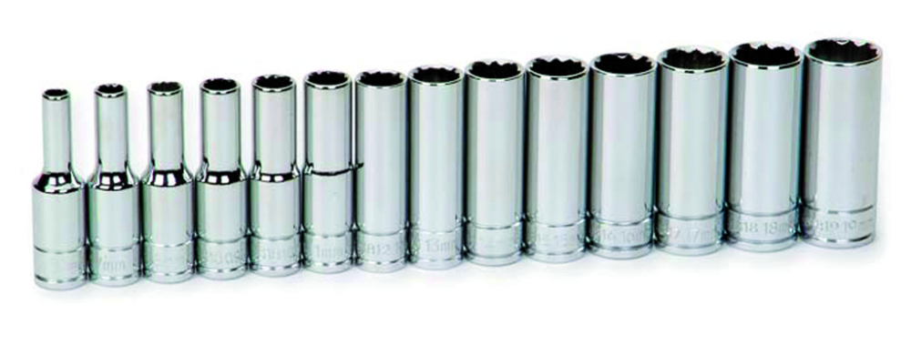 14 pc 3/8&#34; Drive 12-Point Metric Deep Set Socket on Rail and Clips<span class=' ItemWarning' style='display:block;'>Item is usually in stock, but we&#39;ll be in touch if there&#39;s a problem<br /></span>