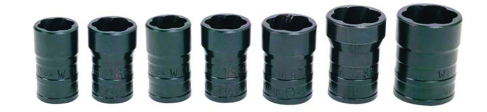 7 pc 1/2&#34; Drive SAE & Metric TURBOSOCKET  Salvage/Damaged Fastener Socket on Rail and Clips<span class=' ItemWarning' style='display:block;'>Item is usually in stock, but we&#39;ll be in touch if there&#39;s a problem<br /></span>