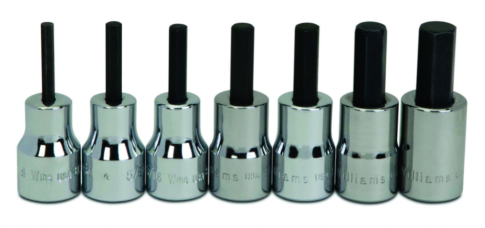 7 pc 3/8&#34; Drive SAE Bit Standard Hex Bit Socket Set on Rail and Clips<span class=' ItemWarning' style='display:block;'>Item is usually in stock, but we&#39;ll be in touch if there&#39;s a problem<br /></span>