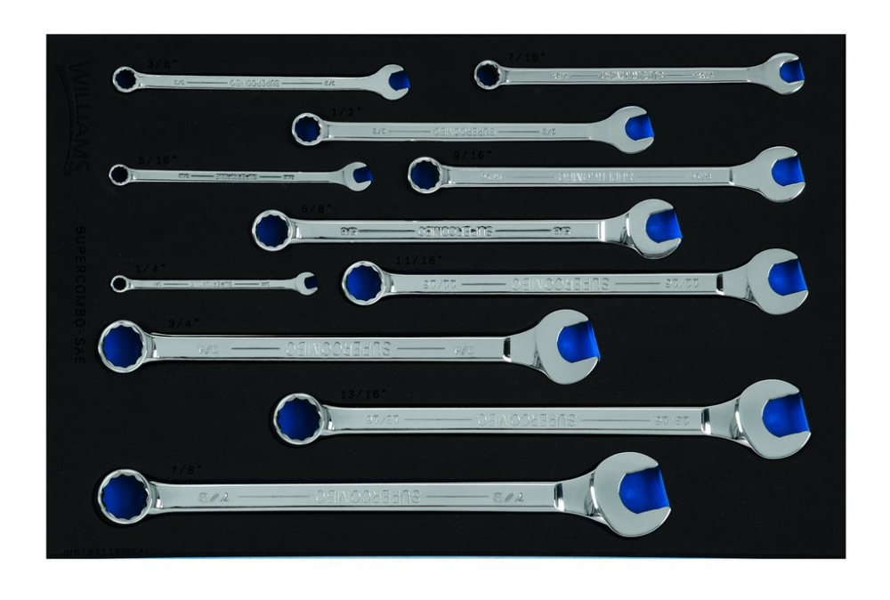 11 pc SAE 12-Point SUPERCOMBO  Combination Wrench Set in 1/3 Foam Drawer Inset (1/4 to 7/8)<span class=' ItemWarning' style='display:block;'>Item is usually in stock, but we&#39;ll be in touch if there&#39;s a problem<br /></span>