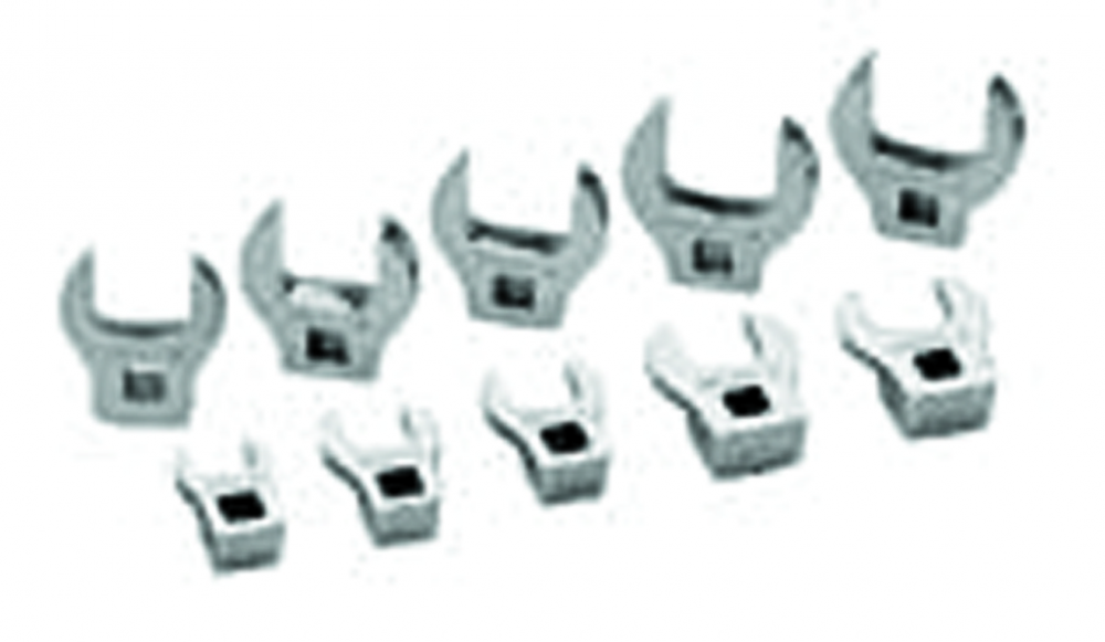 10 pc 3/8&#34; Drive Metric Open-End Crowfoot Wrench Set on Rail and Clips<span class=' ItemWarning' style='display:block;'>Item is usually in stock, but we&#39;ll be in touch if there&#39;s a problem<br /></span>