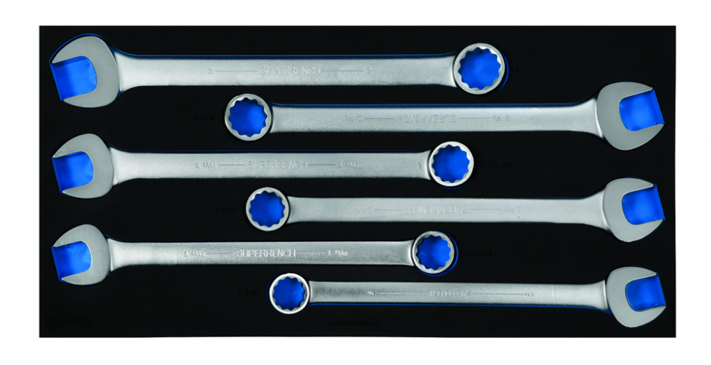 6 pc SAE 12-Point SUPERCOMBO  Combination Wrench Set in 3/3 Foam Drawer Inset (1-5/8 to 2)<span class=' ItemWarning' style='display:block;'>Item is usually in stock, but we&#39;ll be in touch if there&#39;s a problem<br /></span>