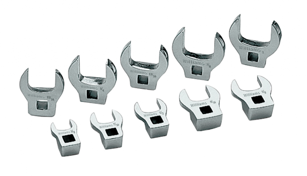 10 pc 3/8&#34; Drive SAE Open-End Crowfoot Wrench Set on Rail and Clips<span class=' ItemWarning' style='display:block;'>Item is usually in stock, but we&#39;ll be in touch if there&#39;s a problem<br /></span>