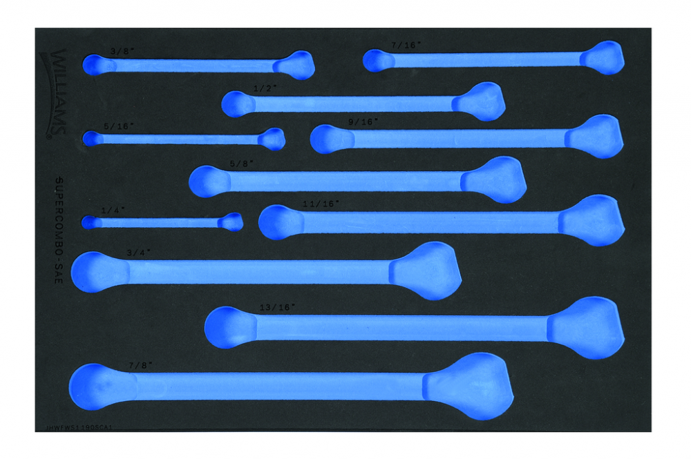 1/3 Foam Drawer Inset Only for 11 pc SAE 12-Point SUPERCOMBO  Combination Wrench Set (1/4 to 7/8)<span class=' ItemWarning' style='display:block;'>Item is usually in stock, but we&#39;ll be in touch if there&#39;s a problem<br /></span>