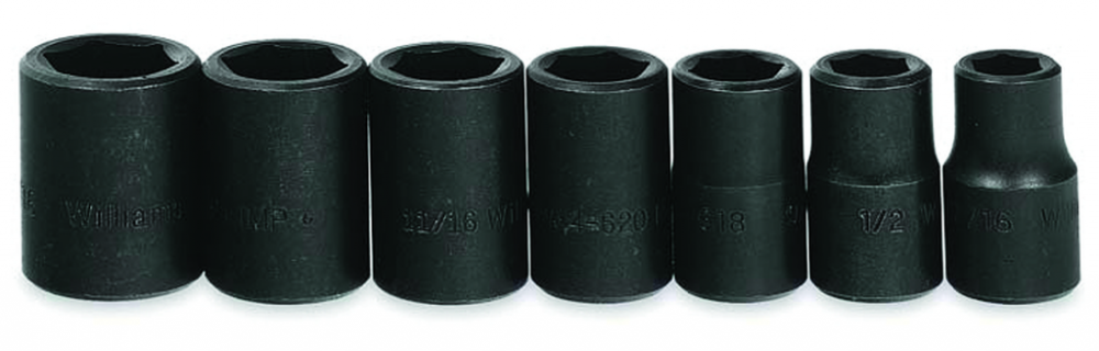 7 pc 1/2&#34; Drive 6-Point SAE Shallow Socket Set on Rail and Clips<span class=' ItemWarning' style='display:block;'>Item is usually in stock, but we&#39;ll be in touch if there&#39;s a problem<br /></span>