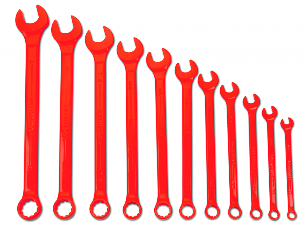 11 pc SAE SUPERCOMBO  High Visibility Red Combination Wrench Set<span class=' ItemWarning' style='display:block;'>Item is usually in stock, but we&#39;ll be in touch if there&#39;s a problem<br /></span>