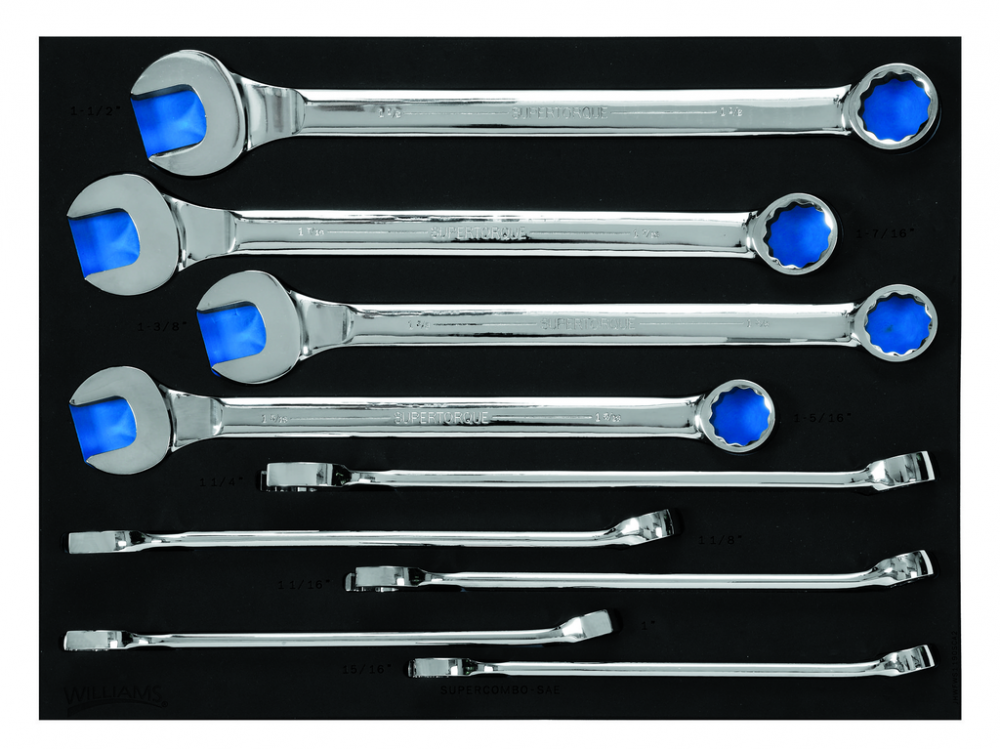 9 pc SAE 12-Point SUPERCOMBO  Combination Wrench Set in 2/3 Foam Drawer Inset (15/16 to 1-1/2)<span class=' ItemWarning' style='display:block;'>Item is usually in stock, but we&#39;ll be in touch if there&#39;s a problem<br /></span>