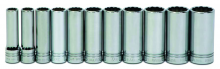 Williams JHWWSSD-11RC - 11 pc 1/2" Drive 12-Point SAE Deep Socket Set on Rail and Clips