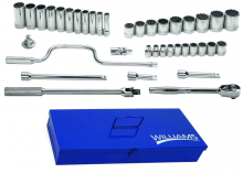 Williams JHWWSS-38F - 38 pc 1/2" Drive 12-Point SAE Shallow and Deep Socket and Drive Tool Set Packed Keep Safe Foam
