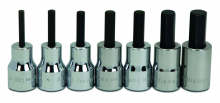 Williams JHWWSB-7A - 7 pc 3/8" Drive SAE Bit Standard Hex Bit Socket Set on Rail and Clips