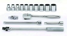 Williams JHWWSS-15FTB - 15 pc 1/2" Drive 12-Point SAE Shallow Socket and Drive Tool Set Packed Keep Safe Foam in Metal T