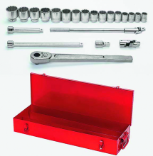Williams JHWWSH-22 - 22 pc 3/4" Drive -Point SAE Shallow Socket and Drive Tool Set Packed Cardboard Box