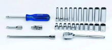 Williams JHWWSM26HFTB - 26 pc 1/4" Drive 6-Point SAE Shallow and Deep Socket and Drive Tool Set Packed Keep Safe Foam in