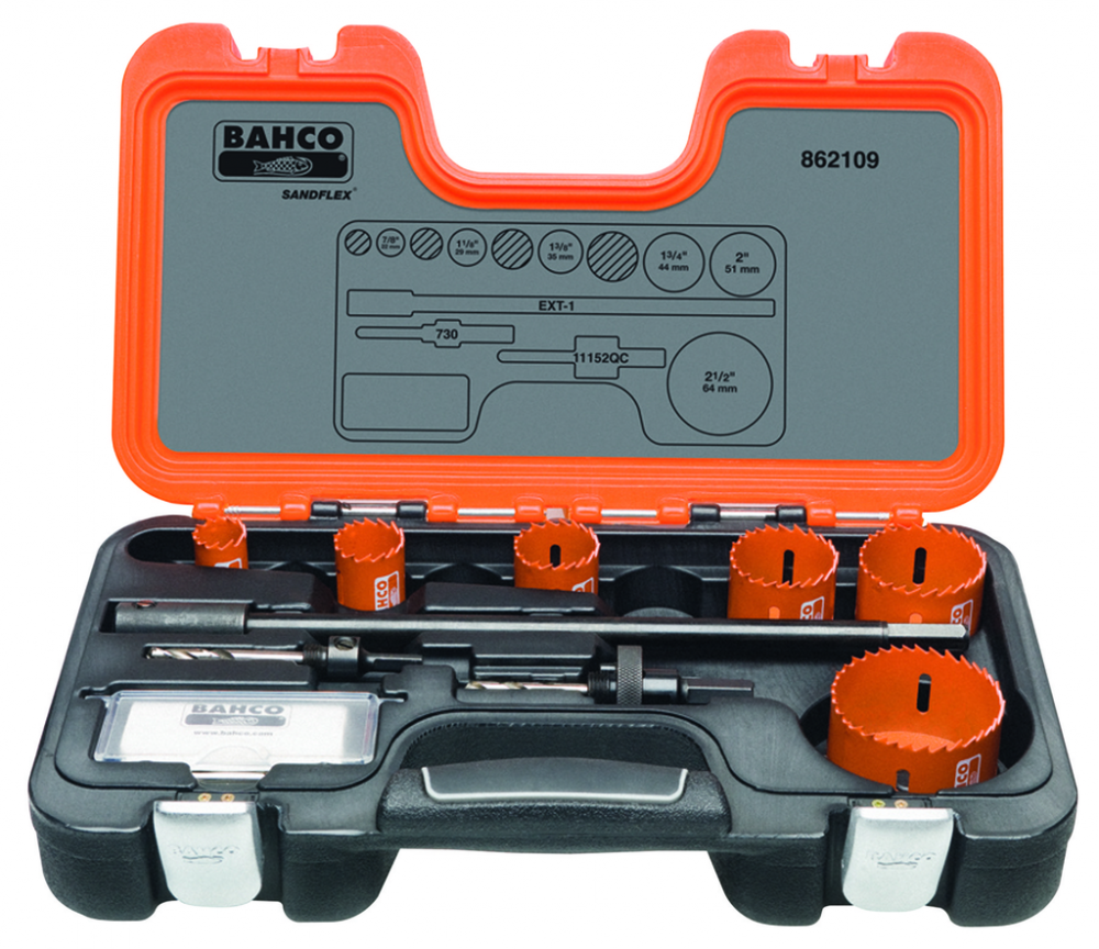 9 pc Sandflex  Bi-Metal Electrician&#39;s Holesaw Set<span class=' ItemWarning' style='display:block;'>Item is usually in stock, but we&#39;ll be in touch if there&#39;s a problem<br /></span>