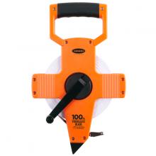 Keson OTR10M100 - 100FT, UNITS: 1/10, 1/100, & 30M, UNITS: METRIC FIBERGLASS TAPE MEASURE WITH HOOK