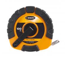 Keson ST18M100Y - 100 FT, UNITS: IN, 1/8, AND METRIC LACQUER COATED STEEL TAPE WITH HOOK