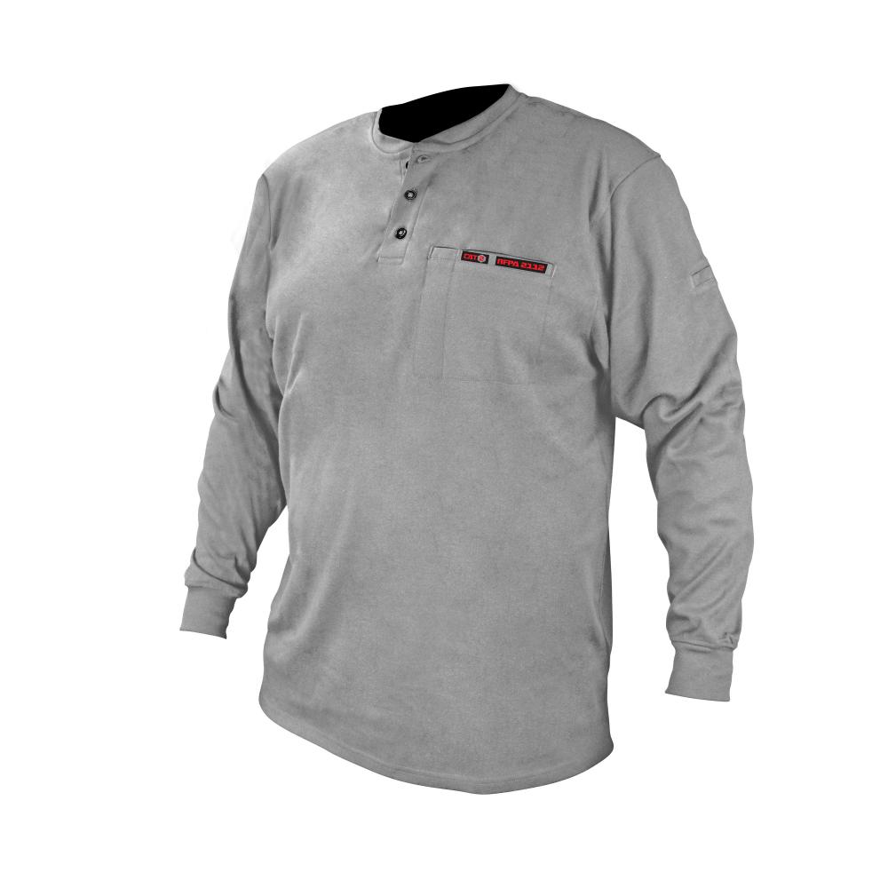 FRS-002 VolCore™ Long Sleeve Cotton Henley FR Shirt - Gray - Size M<span class=' ItemWarning' style='display:block;'>Item is usually in stock, but we&#39;ll be in touch if there&#39;s a problem<br /></span>