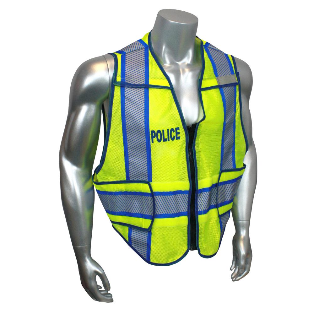 Police Type P Breakaway Vest - Police - Blue Trim - Green - Size M-XL<span class=' ItemWarning' style='display:block;'>Item is usually in stock, but we&#39;ll be in touch if there&#39;s a problem<br /></span>