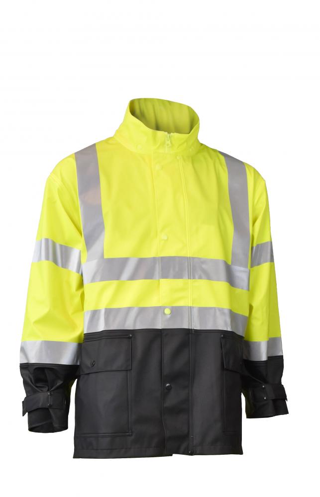 RW07 High Visibility Rainwear Jacket - Hi-Vis Green / Black - Size 5X<span class=' ItemWarning' style='display:block;'>Item is usually in stock, but we&#39;ll be in touch if there&#39;s a problem<br /></span>