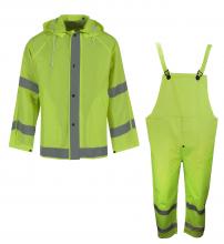 Radians 10182-55-1-HLI-L - 1820S Econo-Viz 3-Piece Rain Suit with Reflective Tape - Hi-Vis Lime - Size L