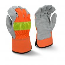Radians RWG3200HVL - RWG3200HV High Visibility Regular Shoulder Gray Split Cowhide Leather Palm Glove - Size L