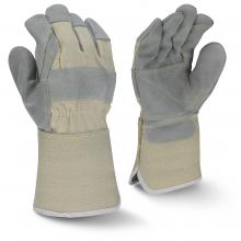 Radians RWG3400WDPGXL - RWG3400W Side Split Gray Cowhide Leather Double Palm Glove with Gauntlet Cuff - Size XL