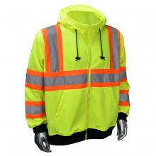Radians SJ01X-2PGS-S - SJ01X-2 Class 3 Hooded Zipper Sweatshirt X-Back - Hi Vis Green - Size S