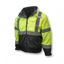 Radians SJ210B-3ZGS-XL - SJ210B Three-in-One Deluxe High Visibility Bomber Jacket - Green/Black Bottom - Size XL