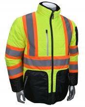 Radians SJ510X-3ZGS-S - SJ510X-3 Quilted Reversible Jacket with Zip-Off Sleeves X-Back - Hi Vis Green - Size S