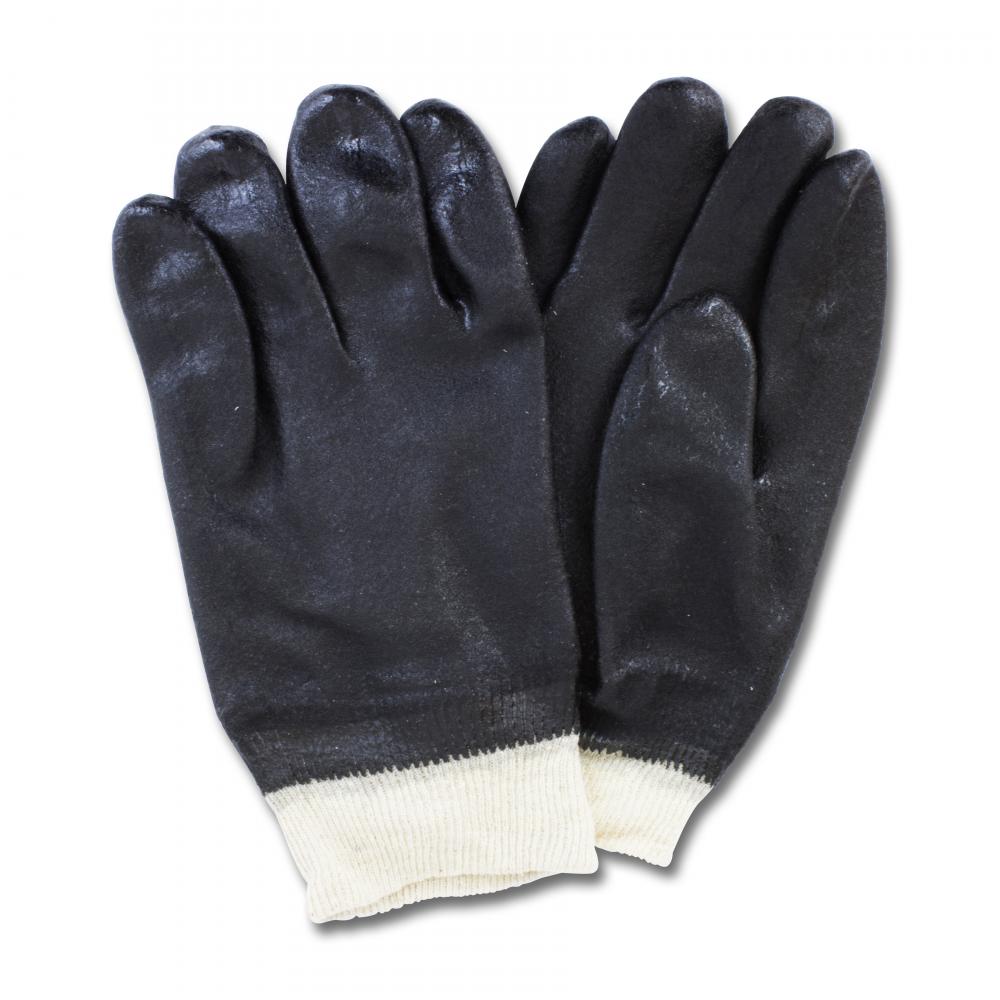 BLACK DOUBLE DIPPED PVC, JERSEY LINING, KNIT WRIST, ROUGH FINISH, 1DZ PAIR/BAG 6DZ/CS<span class=' ItemWarning' style='display:block;'>Item is usually in stock, but we&#39;ll be in touch if there&#39;s a problem<br /></span>