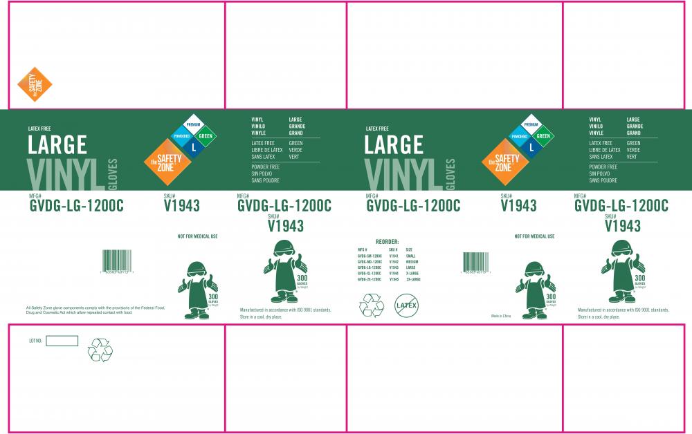 6.5 MIL GREEN VINYL, POWDERED NON-MEDICAL,300/BX, 4 BX/CS, LG<span class=' ItemWarning' style='display:block;'>Item is usually in stock, but we&#39;ll be in touch if there&#39;s a problem<br /></span>