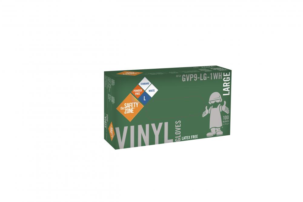 WHITE STANDARD VINYL DISPOSABLE GLOVES,100BX/10CS POWDER FREE, NON-MEDICAL<span class=' ItemWarning' style='display:block;'>Item is usually in stock, but we&#39;ll be in touch if there&#39;s a problem<br /></span>