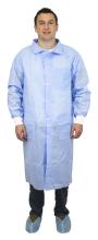 Safety Zone DLBL-XL-SMS50 - BLUE 50 GRAM SMS MATERIAL LAB COAT,  WITH THREE POCKETS, ELASTIC WRISTS 30/CS, X L