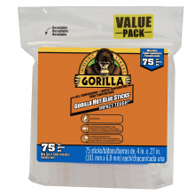 Gorilla Glue 3127502 - Gorilla Hot Glue Stick 4IN Mini 75 Count