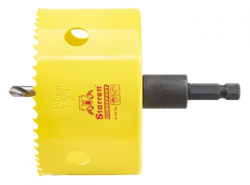 HSS BI-METAL,  DEEP CUT HOLE SAW WITH ARBOR, 3-5/8&#34; - 92MM DIAMETER<span class=' ItemWarning' style='display:block;'>Item is usually in stock, but we&#39;ll be in touch if there&#39;s a problem<br /></span>