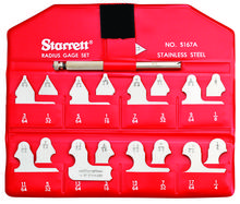 Starrett S167AHZ - RADIUS GAGE SET, 1/64"-17/64" WITH HOLDER