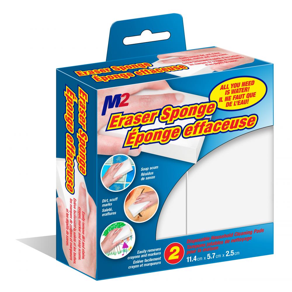 Eraser Sponges–4.5”x 2.25”x 1”- Retail pack 2ea/master case 60x2=120<span class=' ItemWarning' style='display:block;'>Item is usually in stock, but we&#39;ll be in touch if there&#39;s a problem<br /></span>