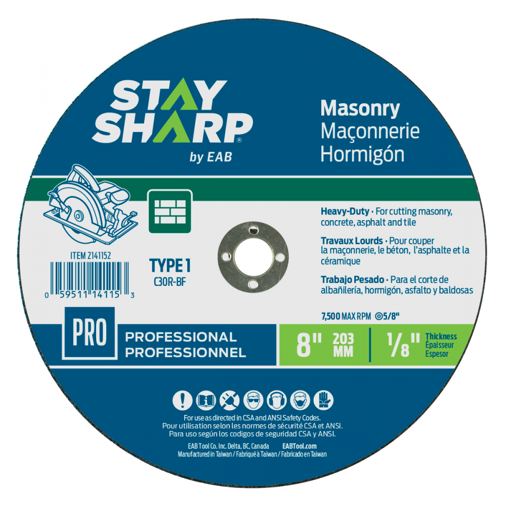 8&#34; x 1/8&#34;   Masonry Cutting Flat Wheel Type 1<span class=' ItemWarning' style='display:block;'>Item is usually in stock, but we&#39;ll be in touch if there&#39;s a problem<br /></span>